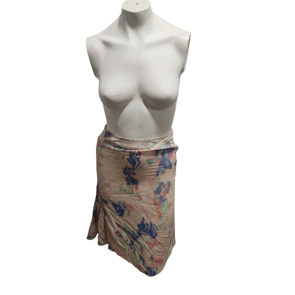 Christian Lacroix Bazar Silk Midi Skirt Wmns 36 Made in France Floral Watercolor